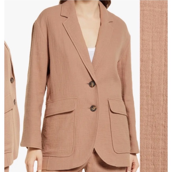 Madewell Cotton-Linen Relaxed Larsen Blazer in the color Faded Earth - Picture 2 of 9